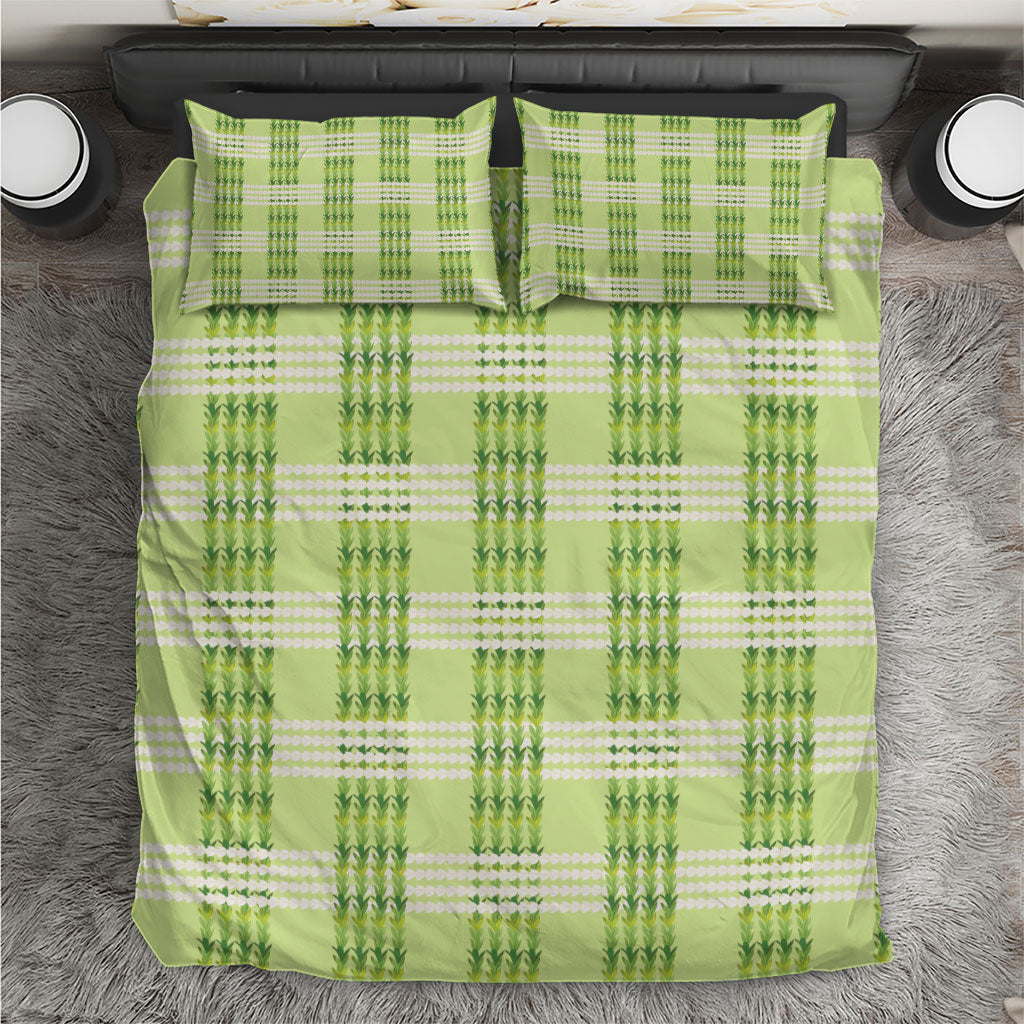 Aloha Hawaii Pakalana Pikake Lei Bedding Set Palaka Inspired Hawaiian-plaid Pastel Green LT14 Green - Polynesian Pride