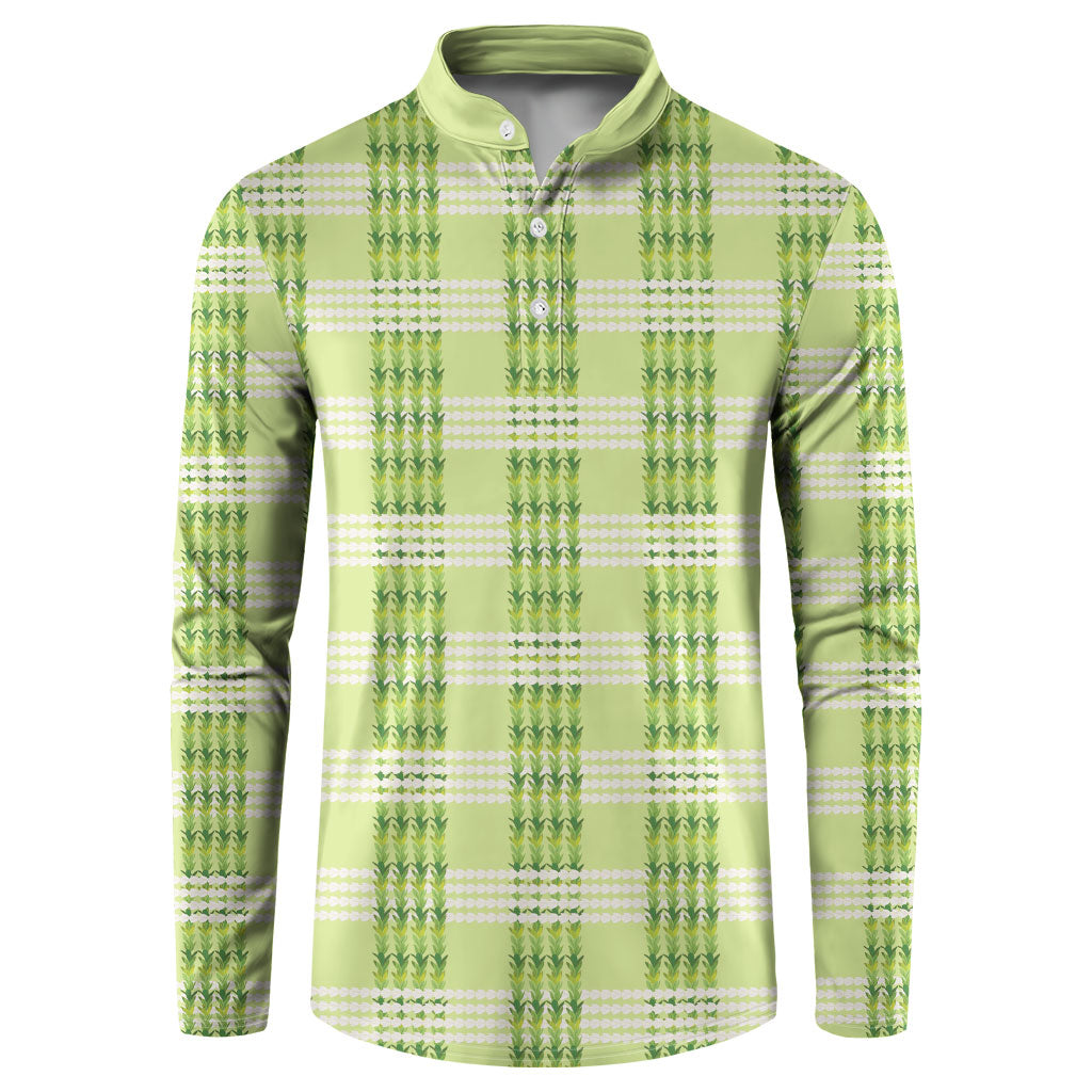 Aloha Hawaii Pakalana Pikake Lei Button Sweatshirt Palaka Inspired Hawaiian-plaid Pastel Green