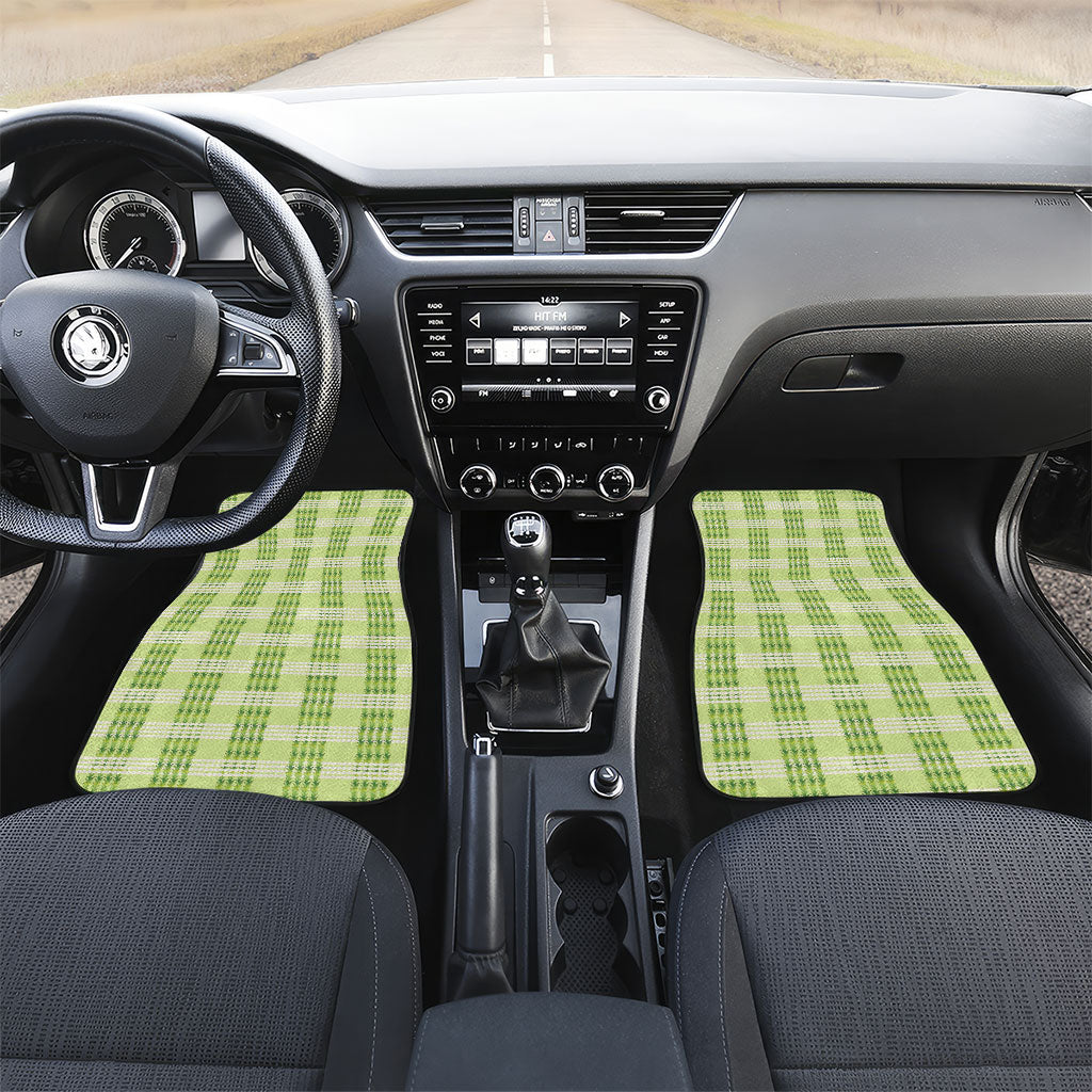 Aloha Hawaii Pakalana Pikake Lei Car Mats Palaka Inspired Hawaiian-plaid Pastel Green LT14 Set 2pcs - Front Green - Polynesian Pride