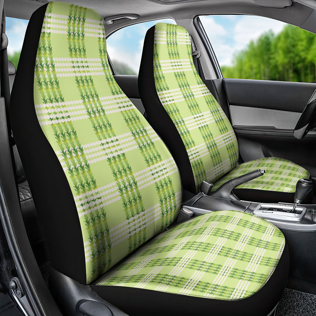 Aloha Hawaii Pakalana Pikake Lei Car Seat Cover Palaka Inspired Hawaiian-plaid Pastel Green LT14 - Polynesian Pride