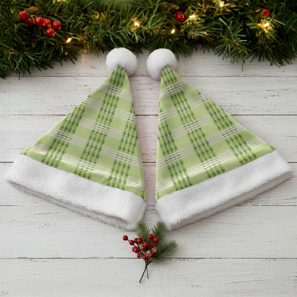 Aloha Hawaii Pakalana Pikake Lei Christmas Santa Hat Palaka Inspired Hawaiian-plaid Pastel Green LT14 - Polynesian Pride