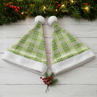 Aloha Hawaii Pakalana Pikake Lei Christmas Santa Hat Palaka Inspired Hawaiian-plaid Pastel Green LT14 - Polynesian Pride