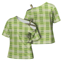 Aloha Hawaii Pakalana Pikake Lei Cross Shoulder Shirt Palaka Inspired Hawaiian-plaid Pastel Green LT14 - Polynesian Pride