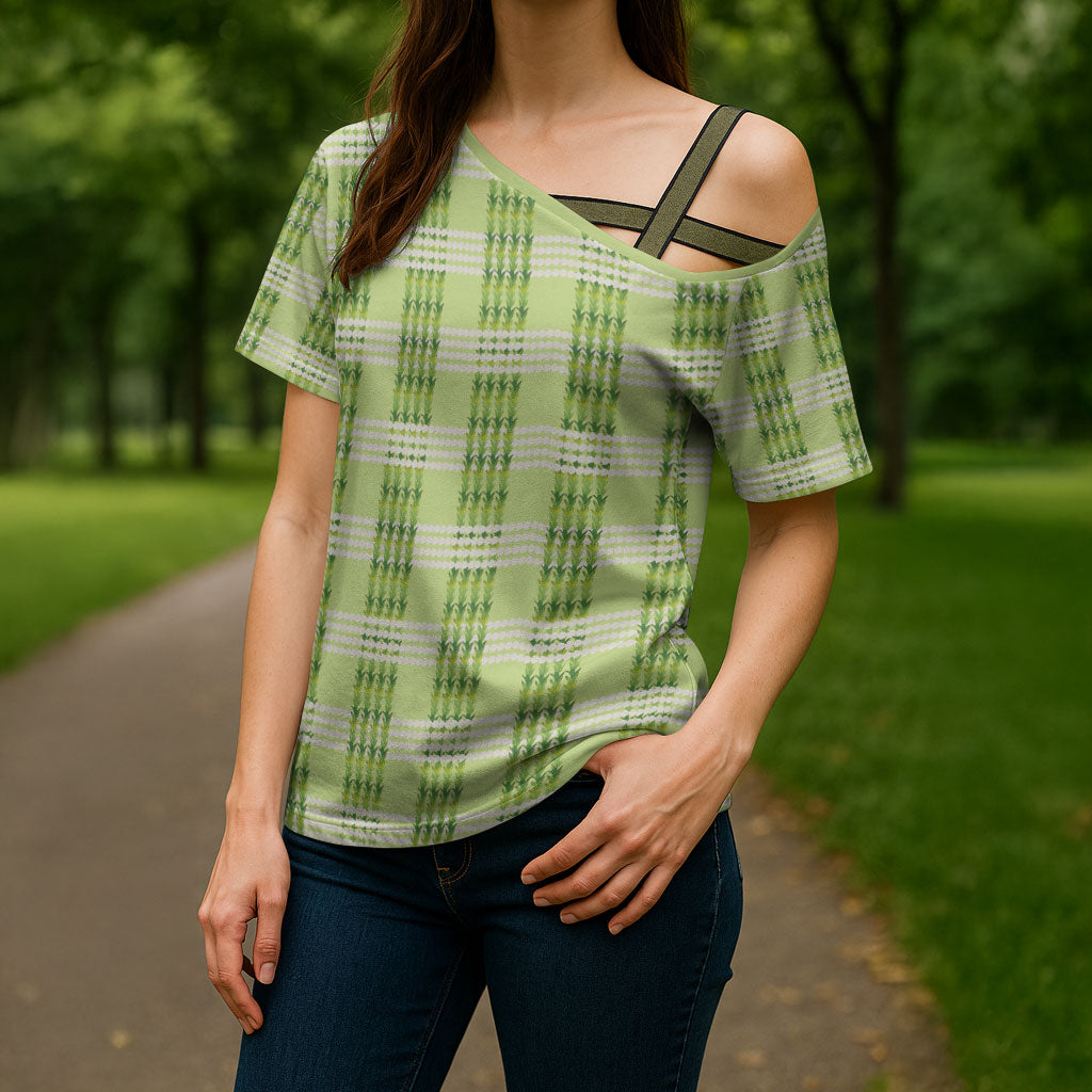 Aloha Hawaii Pakalana Pikake Lei Cross Shoulder Shirt Palaka Inspired Hawaiian-plaid Pastel Green LT14 - Polynesian Pride
