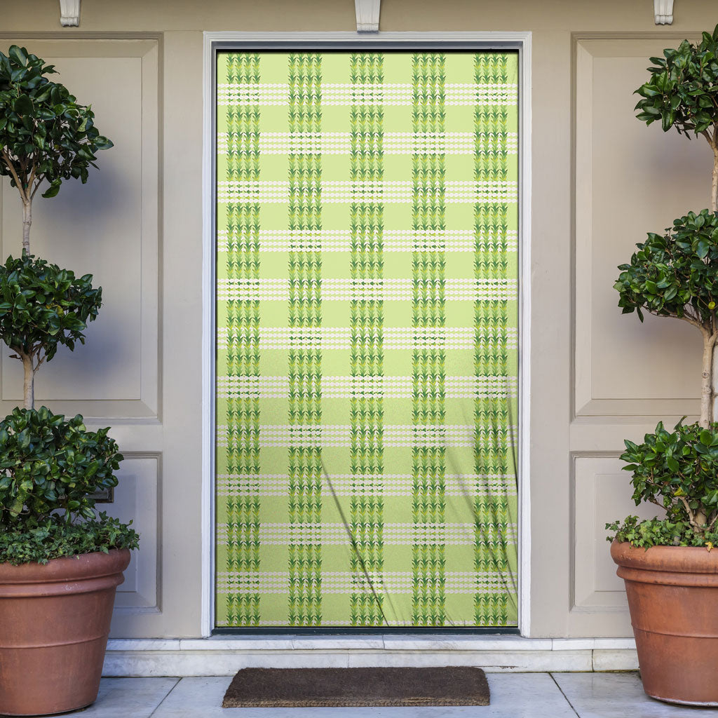 Aloha Hawaii Pakalana Pikake Lei Door Cover Palaka Inspired Hawaiian-plaid Pastel Green LT14 Green - Polynesian Pride