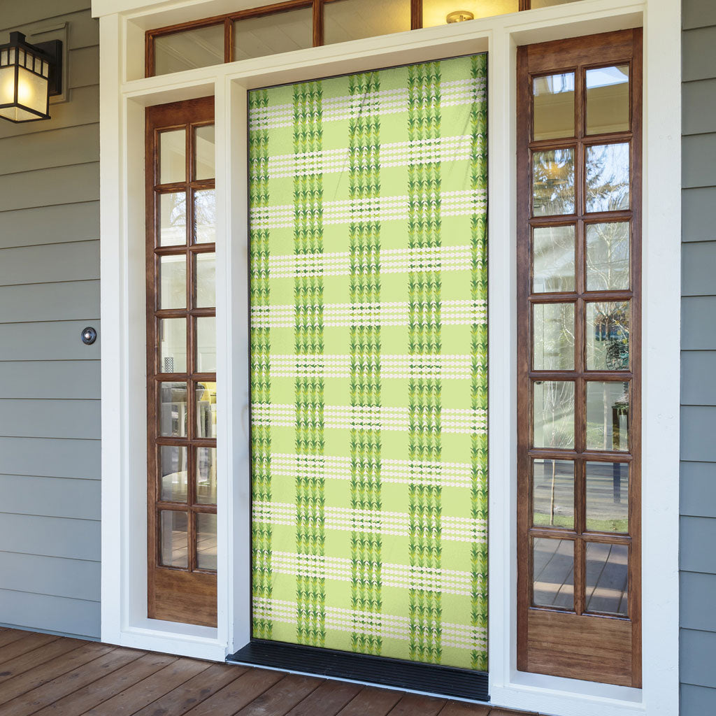 Aloha Hawaii Pakalana Pikake Lei Door Cover Palaka Inspired Hawaiian-plaid Pastel Green LT14 - Polynesian Pride
