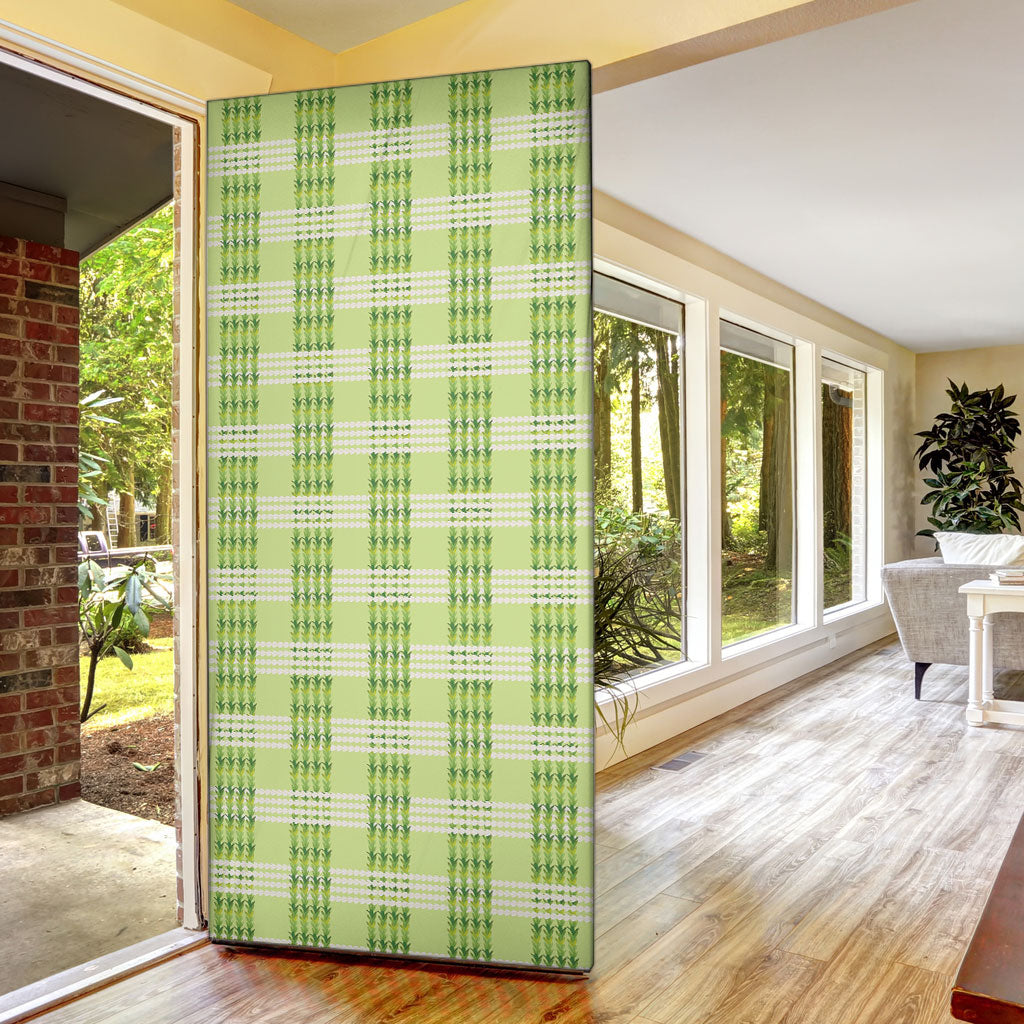 Aloha Hawaii Pakalana Pikake Lei Door Cover Palaka Inspired Hawaiian-plaid Pastel Green LT14 - Polynesian Pride