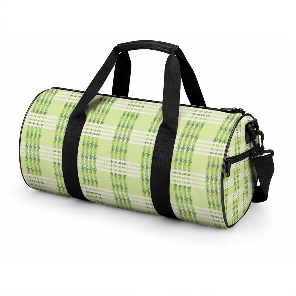 Aloha Hawaii Pakalana Pikake Lei Duffle Bag Palaka Inspired Hawaiian-plaid Pastel Green LT14 - Polynesian Pride
