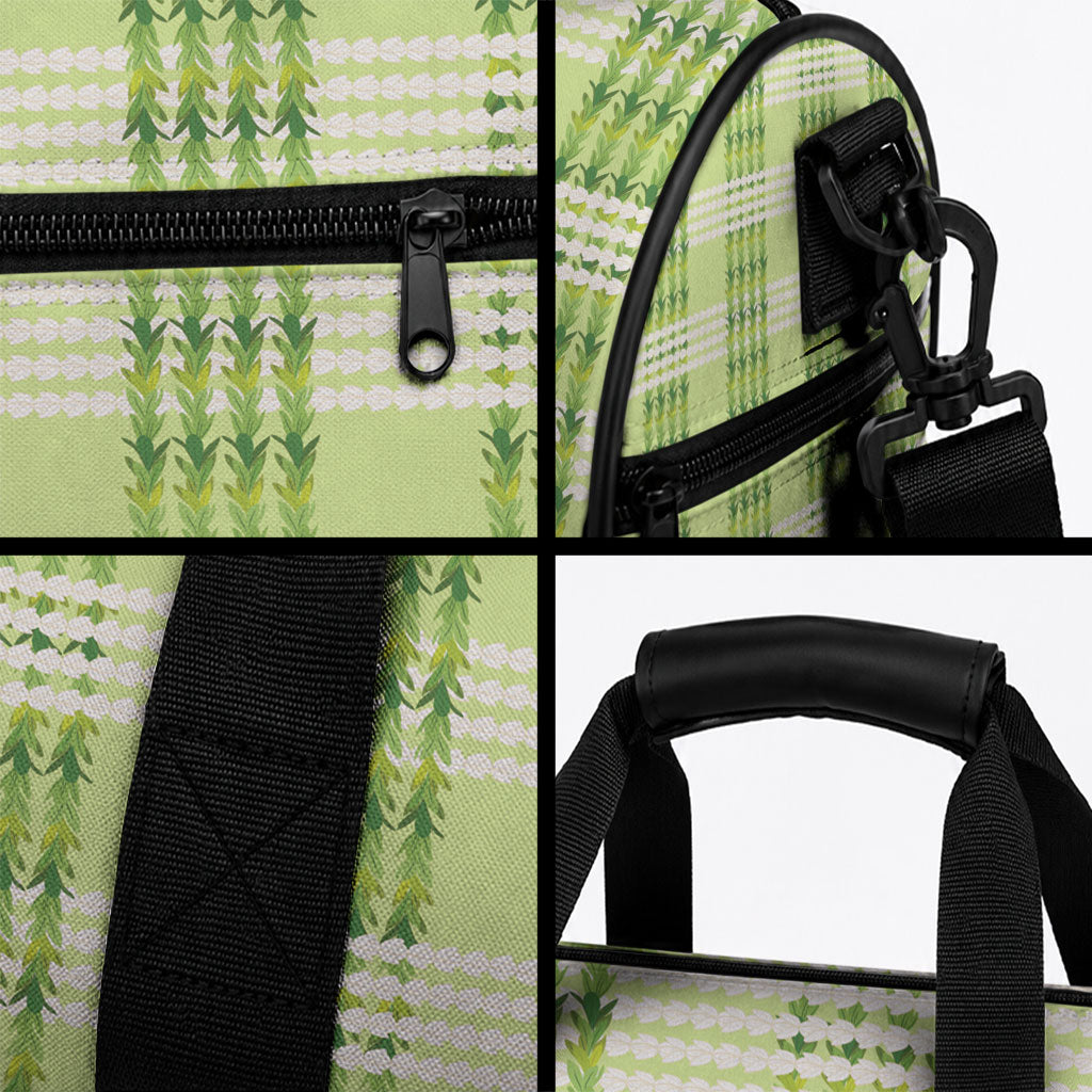 Aloha Hawaii Pakalana Pikake Lei Duffle Bag Palaka Inspired Hawaiian-plaid Pastel Green LT14 - Polynesian Pride