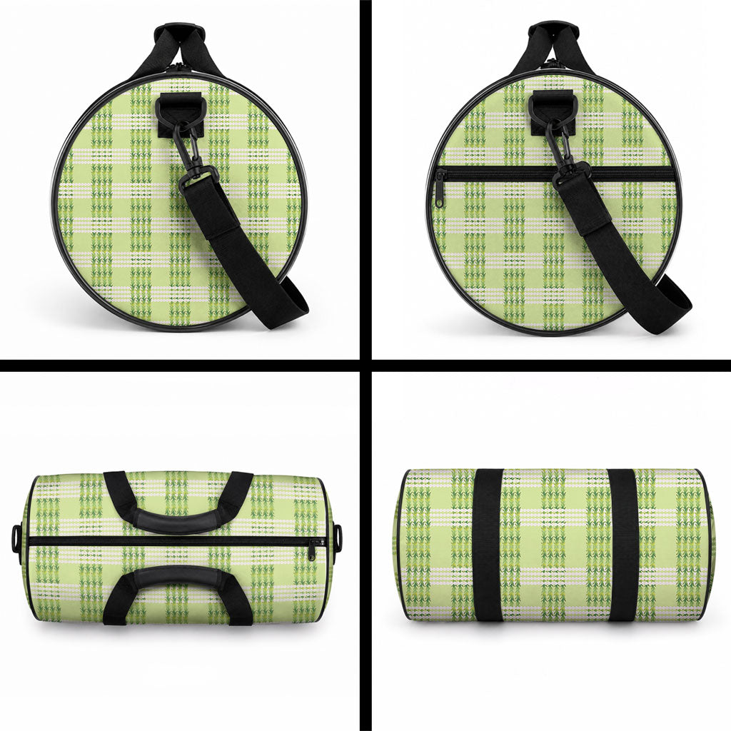 Aloha Hawaii Pakalana Pikake Lei Duffle Bag Palaka Inspired Hawaiian-plaid Pastel Green LT14 - Polynesian Pride
