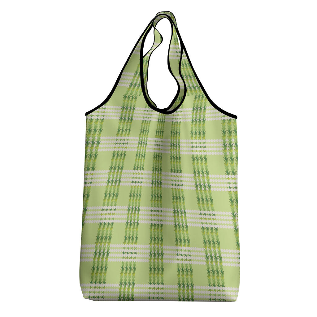 Aloha Hawaii Pakalana Pikake Lei Grocery Bag Palaka Inspired Hawaiian-plaid Pastel Green