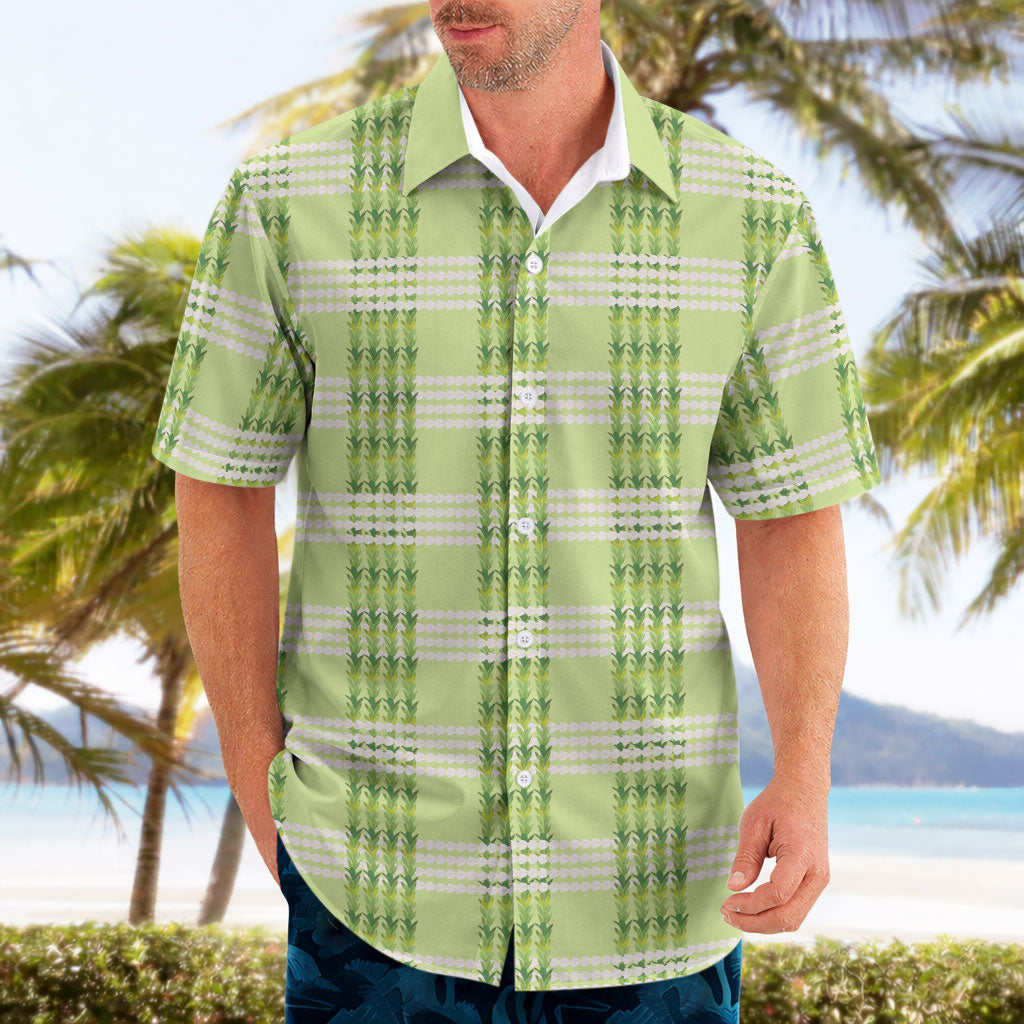 Aloha Hawaii Pakalana Pikake Lei Hawaiian Shirt Palaka Inspired Hawaiian-plaid Pastel Green LT14 - Polynesian Pride