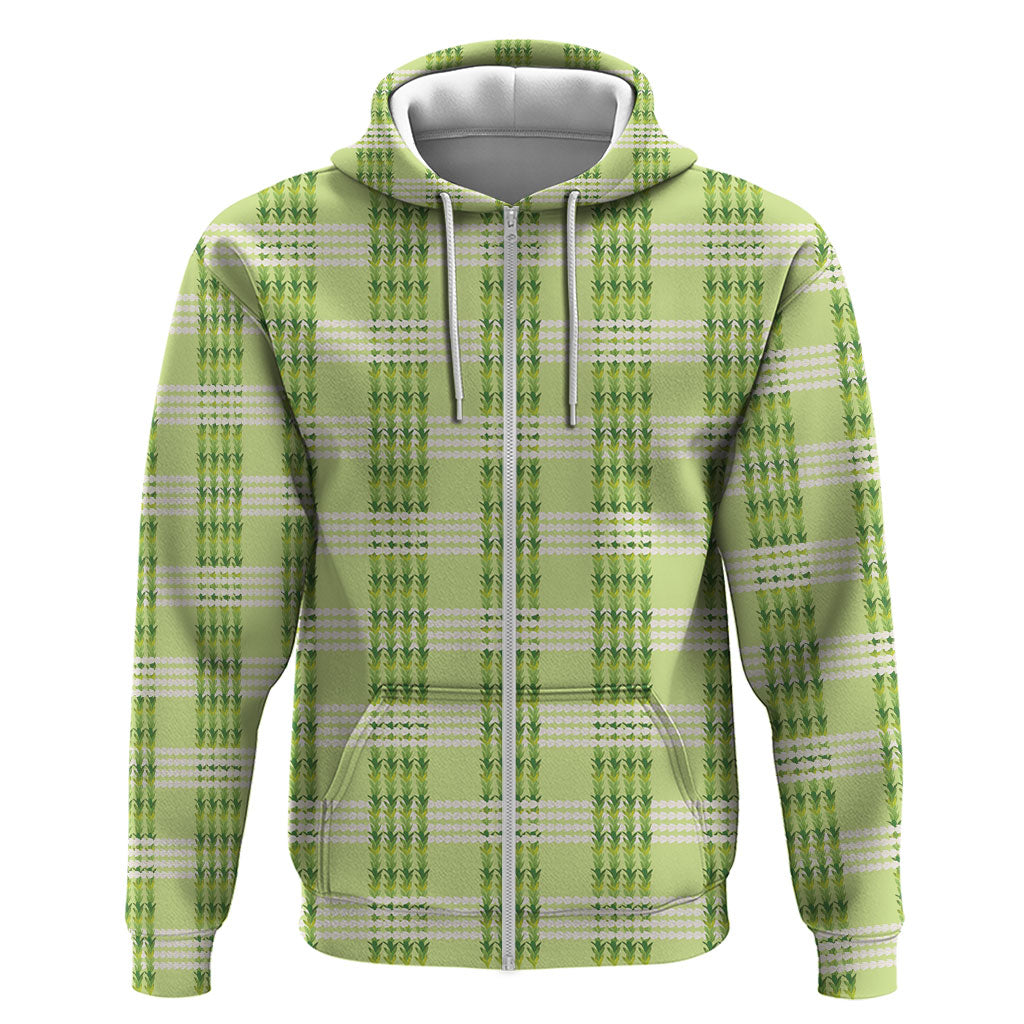 Aloha Hawaii Pakalana Pikake Lei Hoodie Palaka Inspired Hawaiian-plaid Pastel Green LT14 Zip Hoodie Green - Polynesian Pride