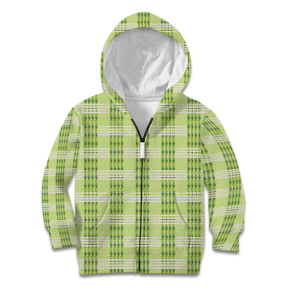 Aloha Hawaii Pakalana Pikake Lei Kid Hoodie Palaka Inspired Hawaiian-plaid Pastel Green LT14 Zip Hoodie Green - Polynesian Pride