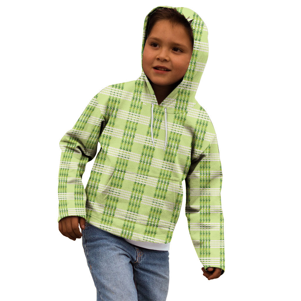 Aloha Hawaii Pakalana Pikake Lei Kid Hoodie Palaka Inspired Hawaiian-plaid Pastel Green LT14 - Polynesian Pride