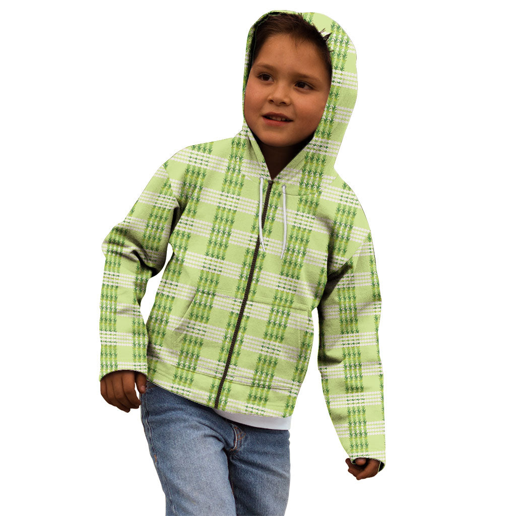 Aloha Hawaii Pakalana Pikake Lei Kid Hoodie Palaka Inspired Hawaiian-plaid Pastel Green LT14 - Polynesian Pride