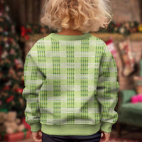 Aloha Hawaii Pakalana Pikake Lei Kid Ugly Christmas Sweater Palaka Inspired Hawaiian-plaid Pastel Green LT14 - Polynesian Pride