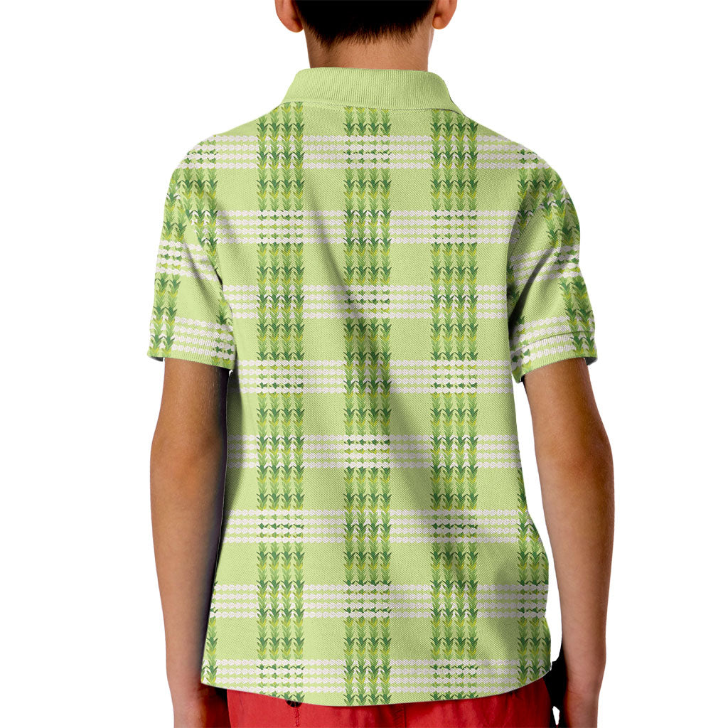 Aloha Hawaii Pakalana Pikake Lei Kid Polo Shirt Palaka Inspired Hawaiian-plaid Pastel Green LT14 - Polynesian Pride