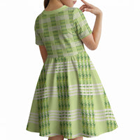 Aloha Hawaii Pakalana Pikake Lei Kid Short Sleeve Dress Palaka Inspired Hawaiian-plaid Pastel Green LT14 - Polynesian Pride