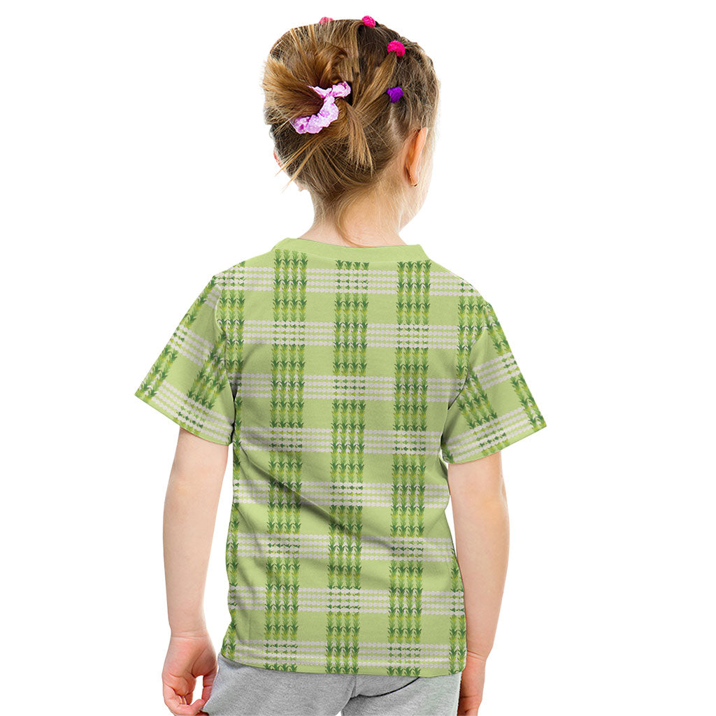 Aloha Hawaii Pakalana Pikake Lei Kid T Shirt Palaka Inspired Hawaiian-plaid Pastel Green LT14 - Polynesian Pride