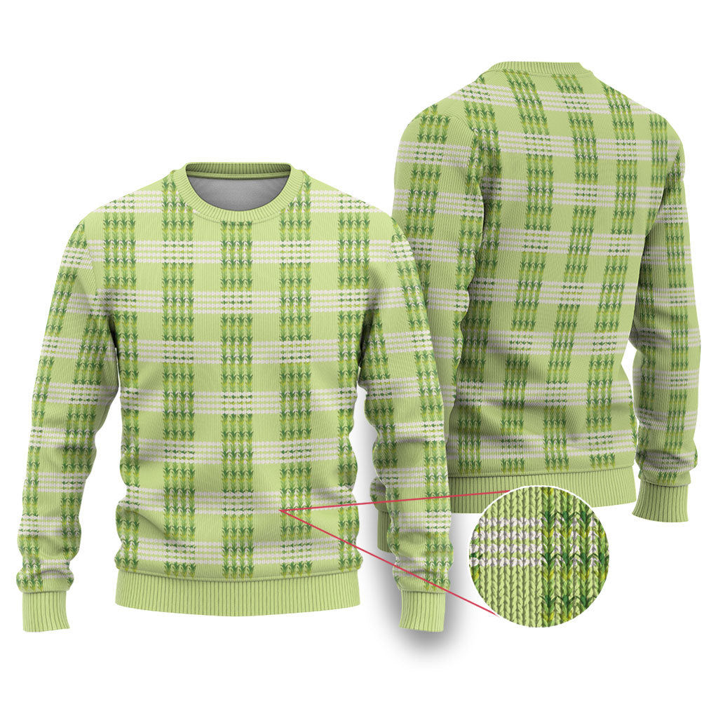 Aloha Hawaii Pakalana Pikake Lei Ugly Christmas Sweater Palaka Inspired Hawaiian-plaid Pastel Green LT14 Green - Polynesian Pride