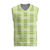 Aloha Hawaii Pakalana Pikake Lei Christmas Knitted V-Neck Vest Palaka Inspired Hawaiian-plaid Pastel Green LT14 Green - Polynesian Pride