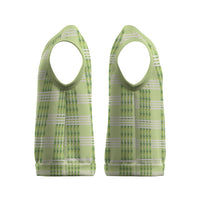 Aloha Hawaii Pakalana Pikake Lei Christmas Knitted V-Neck Vest Palaka Inspired Hawaiian-plaid Pastel Green LT14 - Polynesian Pride