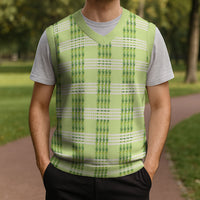 Aloha Hawaii Pakalana Pikake Lei Christmas Knitted V-Neck Vest Palaka Inspired Hawaiian-plaid Pastel Green LT14 - Polynesian Pride