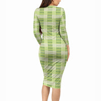 Aloha Hawaii Pakalana Pikake Lei Long Sleeve Bodycon Dress Palaka Inspired Hawaiian-plaid Pastel Green LT14 - Polynesian Pride