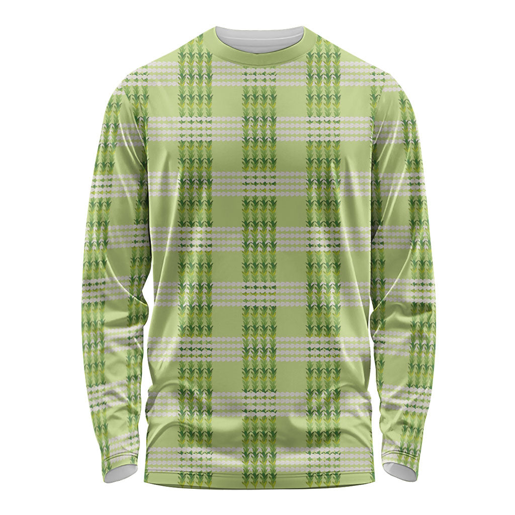 Aloha Hawaii Pakalana Pikake Lei Long Sleeve Shirt Palaka Inspired Hawaiian-plaid Pastel Green LT14 Unisex Green - Polynesian Pride