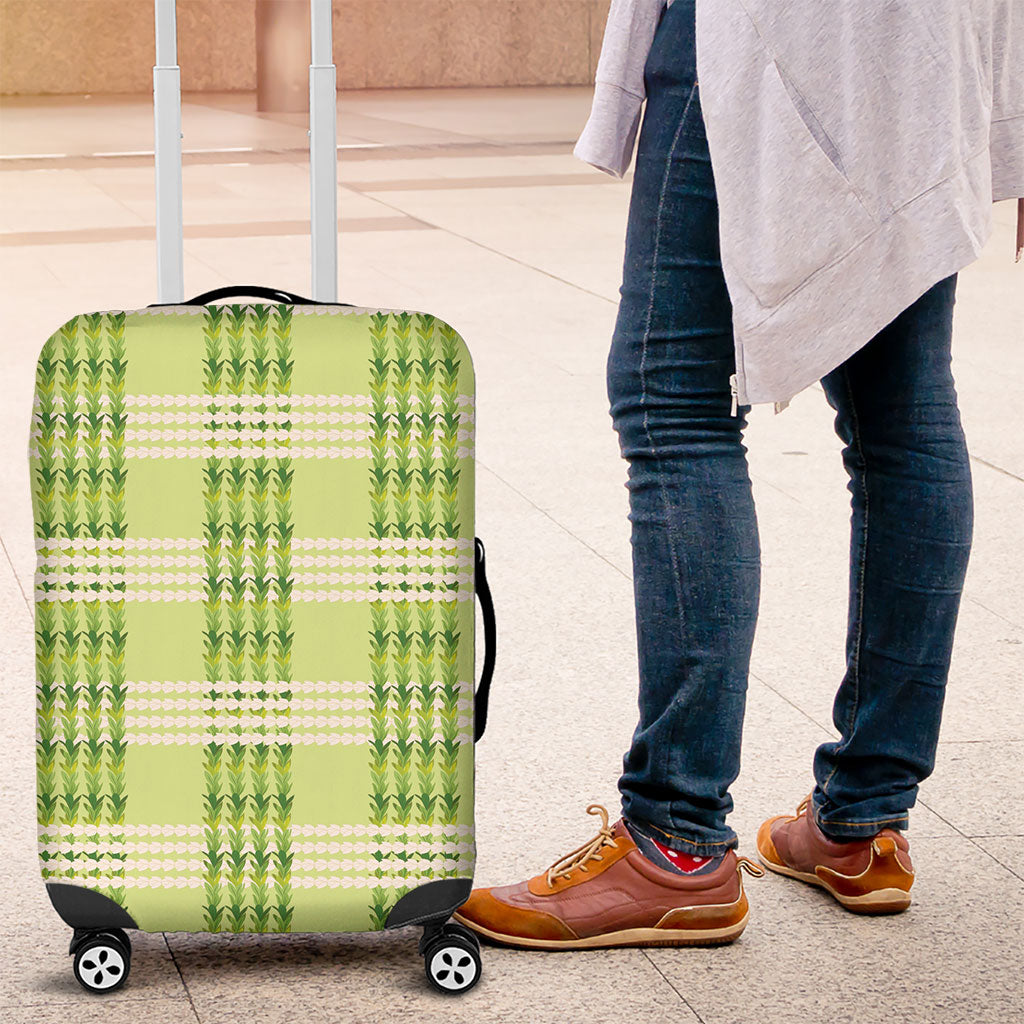 Aloha Hawaii Pakalana Pikake Lei Luggage Cover Palaka Inspired Hawaiian-plaid Pastel Green LT14 Green - Polynesian Pride