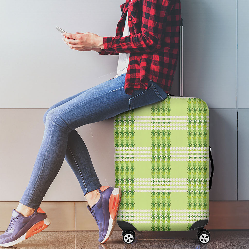 Aloha Hawaii Pakalana Pikake Lei Luggage Cover Palaka Inspired Hawaiian-plaid Pastel Green LT14 - Polynesian Pride