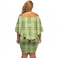 Aloha Hawaii Pakalana Pikake Lei Off Shoulder Short Dress Palaka Inspired Hawaiian-plaid Pastel Green LT14 - Polynesian Pride