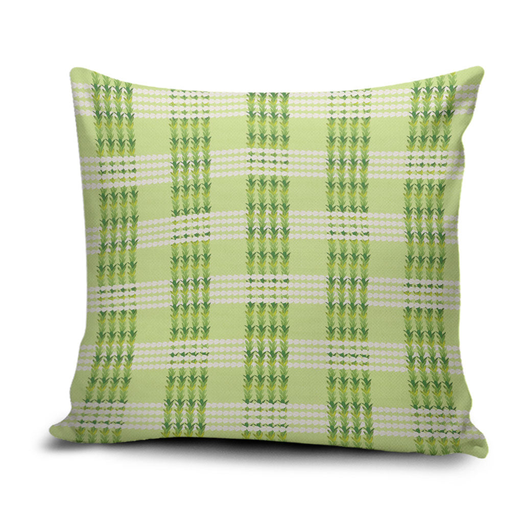 Aloha Hawaii Pakalana Pikake Lei Pillow Cover Palaka Inspired Hawaiian-plaid Pastel Green LT14 Green - Polynesian Pride