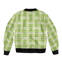 Aloha Hawaii Pakalana Pikake Lei Sleeve Zip Bomber Jacket Palaka Inspired Hawaiian-plaid Pastel Green LT14 - Polynesian Pride