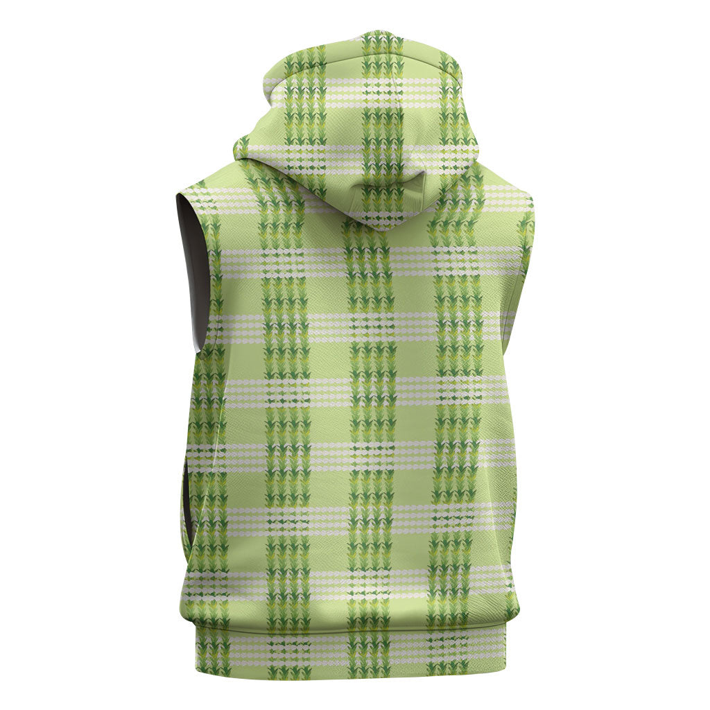 Aloha Hawaii Pakalana Pikake Lei Sleeveless Hoodie Palaka Inspired Hawaiian-plaid Pastel Green LT14 - Polynesian Pride