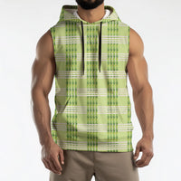 Aloha Hawaii Pakalana Pikake Lei Sleeveless Hoodie Palaka Inspired Hawaiian-plaid Pastel Green LT14 - Polynesian Pride