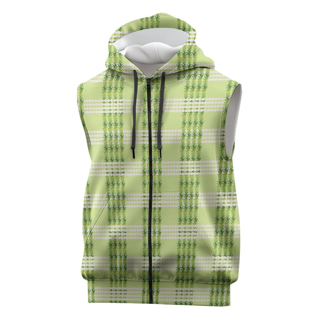 Aloha Hawaii Pakalana Pikake Lei Sleeveless Zip Hoodie Palaka Inspired Hawaiian-plaid Pastel Green LT14 Green - Polynesian Pride