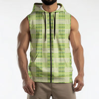 Aloha Hawaii Pakalana Pikake Lei Sleeveless Zip Hoodie Palaka Inspired Hawaiian-plaid Pastel Green LT14 - Polynesian Pride