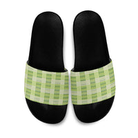 Aloha Hawaii Pakalana Pikake Lei Slide Sandals Palaka Inspired Hawaiian-plaid Pastel Green LT14 Green - Polynesian Pride