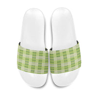 Aloha Hawaii Pakalana Pikake Lei Slide Sandals Palaka Inspired Hawaiian-plaid Pastel Green LT14 Green - Polynesian Pride