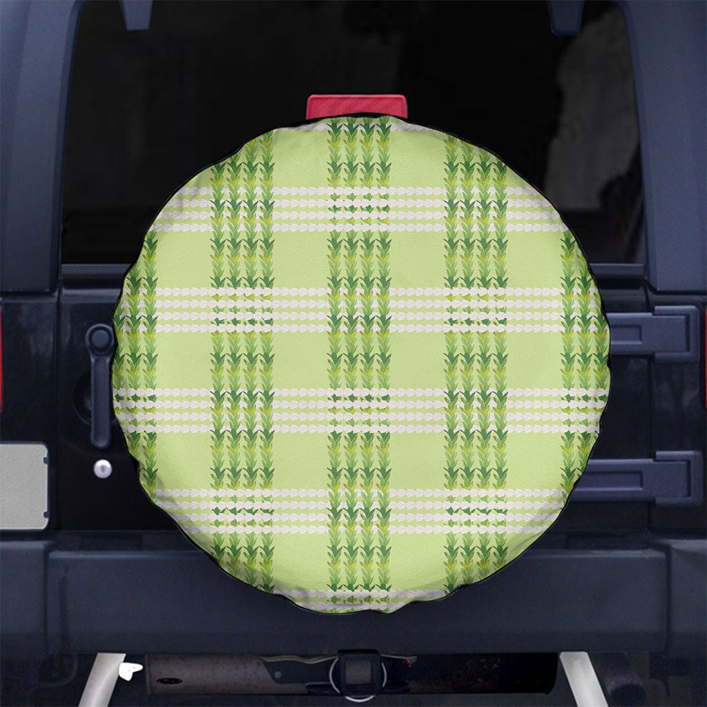 Aloha Hawaii Pakalana Pikake Lei Spare Tire Cover Palaka Inspired Hawaiian-plaid Pastel Green LT14 No hole Green - Polynesian Pride