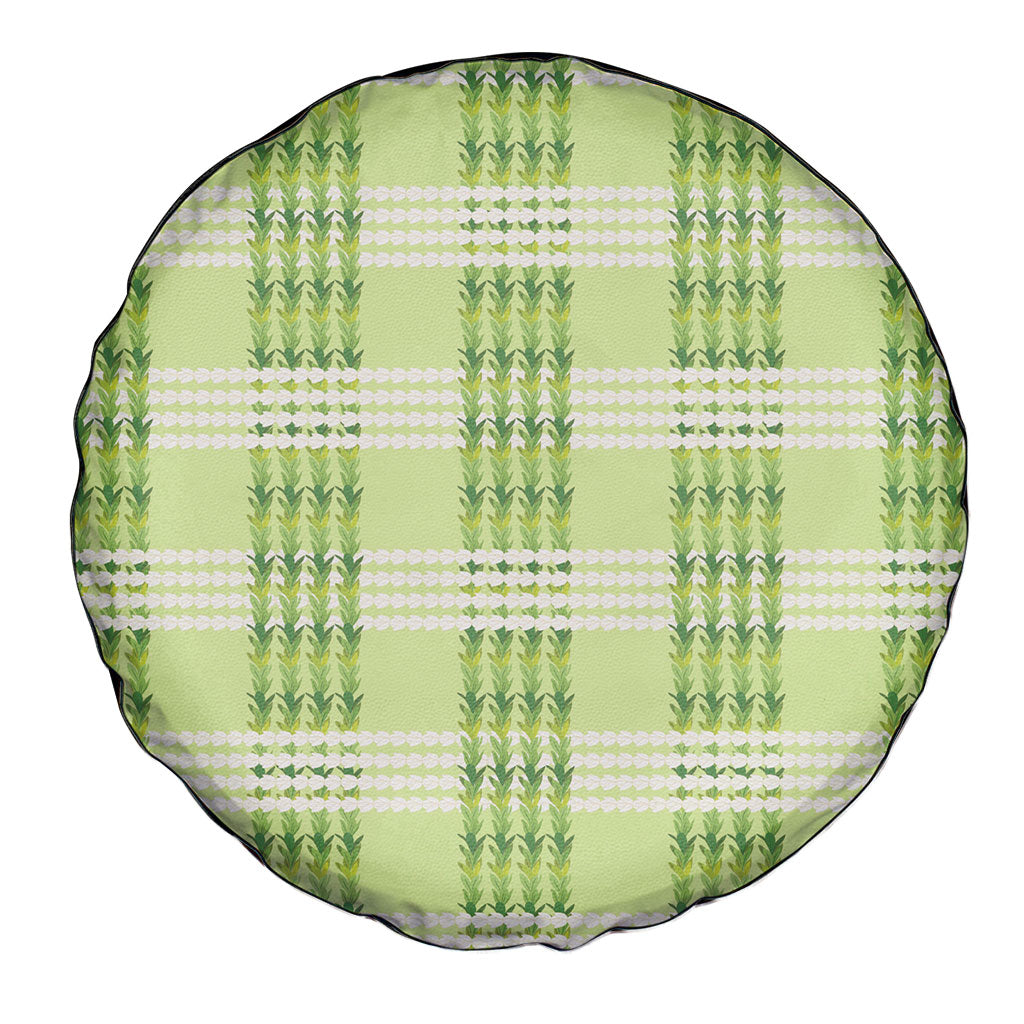 Aloha Hawaii Pakalana Pikake Lei Spare Tire Cover Palaka Inspired Hawaiian-plaid Pastel Green LT14 - Polynesian Pride