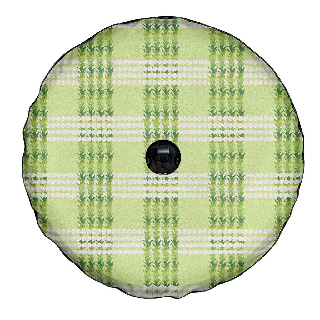 Aloha Hawaii Pakalana Pikake Lei Spare Tire Cover Palaka Inspired Hawaiian-plaid Pastel Green LT14 - Polynesian Pride