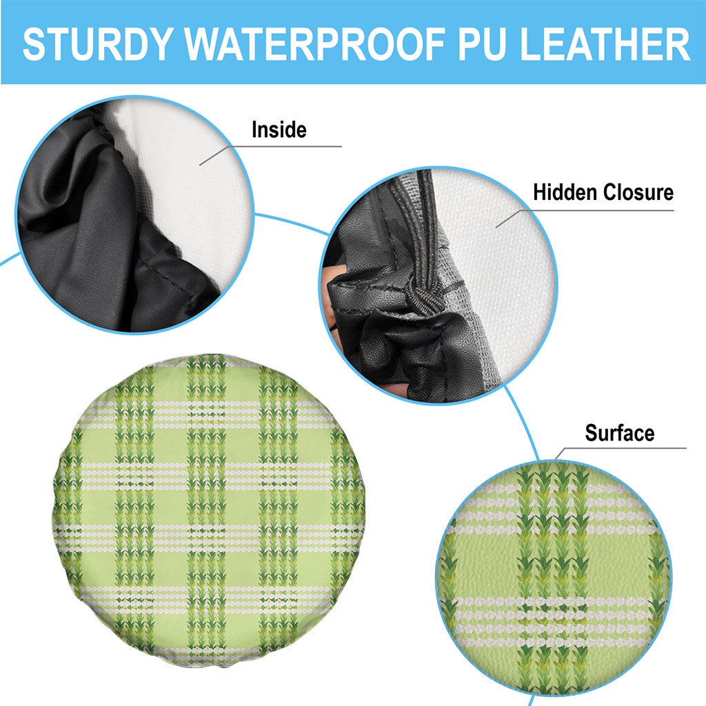 Aloha Hawaii Pakalana Pikake Lei Spare Tire Cover Palaka Inspired Hawaiian-plaid Pastel Green LT14 - Polynesian Pride