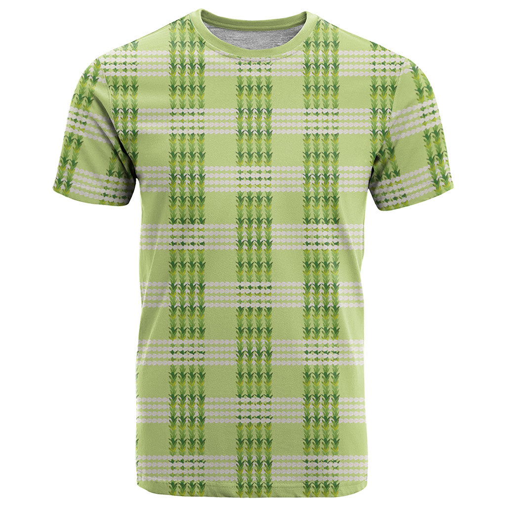 Aloha Hawaii Pakalana Pikake Lei T Shirt Palaka Inspired Hawaiian-plaid Pastel Green