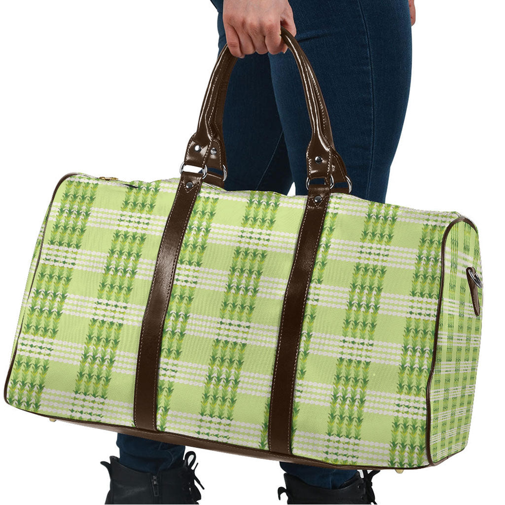 Aloha Hawaii Pakalana Pikake Lei Travel Bag Palaka Inspired Hawaiian-plaid Pastel Green LT14 - Polynesian Pride