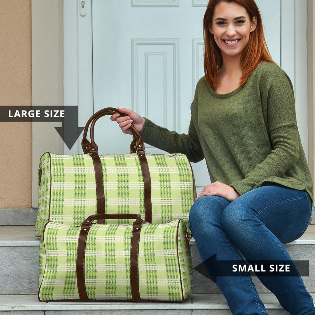 Aloha Hawaii Pakalana Pikake Lei Travel Bag Palaka Inspired Hawaiian-plaid Pastel Green LT14 - Polynesian Pride