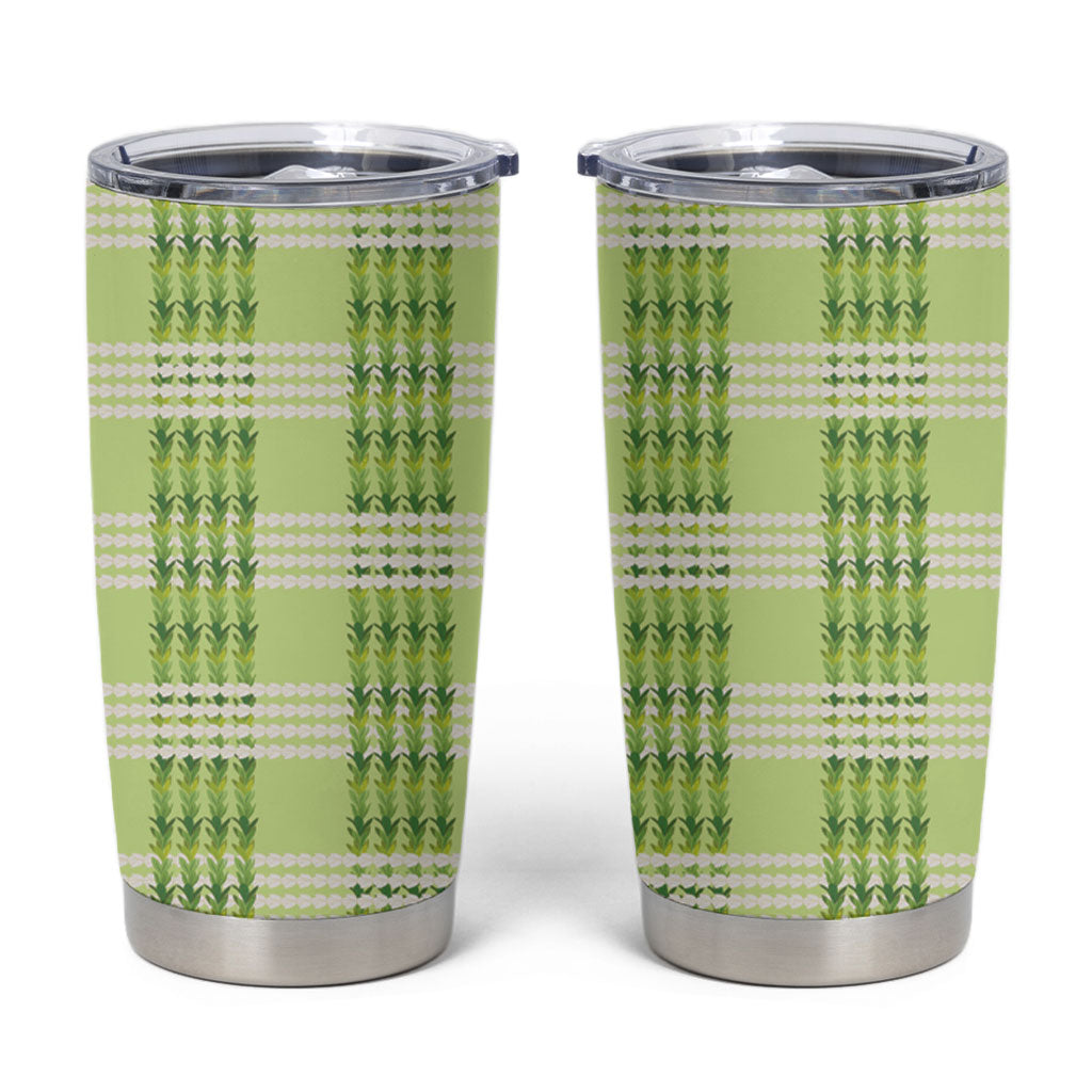 Aloha Hawaii Pakalana Pikake Lei Tumbler Cup Palaka Inspired Hawaiian-plaid Pastel Green LT14 Green - Polynesian Pride
