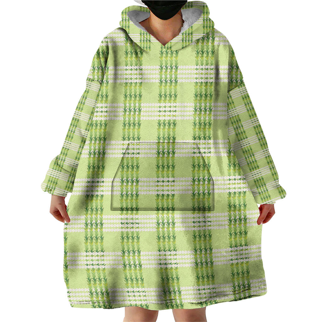 Aloha Hawaii Pakalana Pikake Lei Wearable Blanket Hoodie Palaka Inspired Hawaiian-plaid Pastel Green LT14 - Polynesian Pride